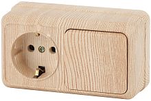 Блок накладной Эра Intro Quadro розетка 1-м.+выключатель 1-кл. сосна картинка